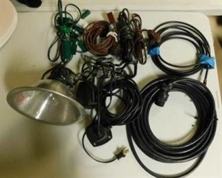 $20.  SHOP LIGHT AND ASSORTED EXTENSION CORDS AND CABLES.