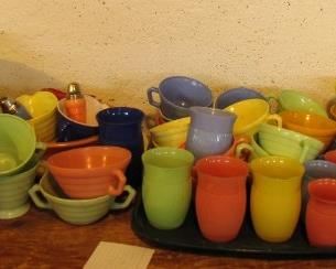 Auction #30 ... an amazing find!  129 pieces of Moderntone glass dinnerware items, made i by the Hazel Atlas glass co.  in W. Virginia and other locales.   Opening bid: $100 for the whole collection 