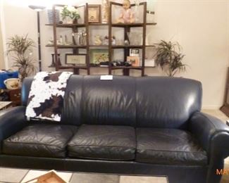 Leather - Navy Blue - Sofa - has a matching recliner chair