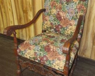 High Back Carved Arm Chair