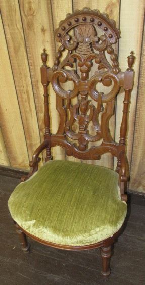 Walnut Carved Back Chair