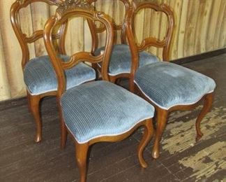 Walnut Carved Back Chairs