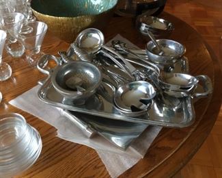 Hecho En Mexico Pewter Platters and Serving Pieces