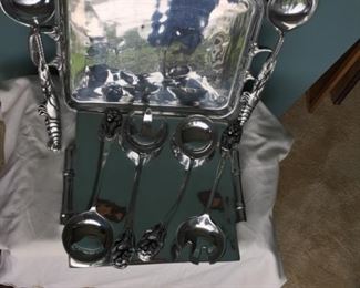 Hecho En Mexico Pewter Platters and Serving Pieces