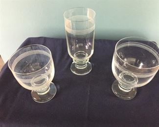 Vintage Glass set of 17 small glasses 20 large glasses and 17 water glasses