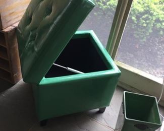 Great Storage in this Bright Green Foot Stool