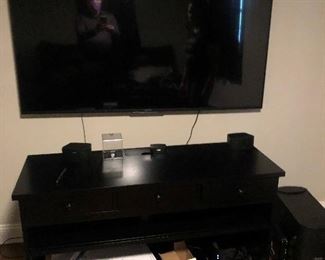 LARGE FLAT SCREEN TV AND STAND