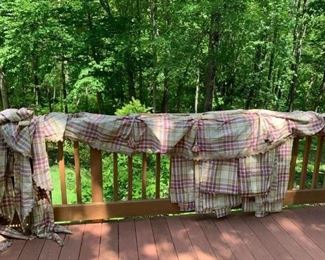 3 Prs. 110" Lined Cotton & Polyester & Plaid Curtains w 3 Gathered, Swag, & Tasseled Valances $300 