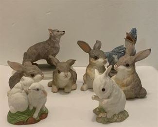 Boehm Wolf Trap Figurine $20 ; Boehm King Fisher $45 ; S/4 Boehm Bunnies $50 ; Boehm 2 White Bunnies  $15 ; Cybis White Bunny $28 