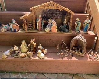 10 Pc. Chinese Ceramic Figurine Set of Nativity $35 ; 11 Pc. Natural Fiber w 7 Delton Ceramic Figurines $22 