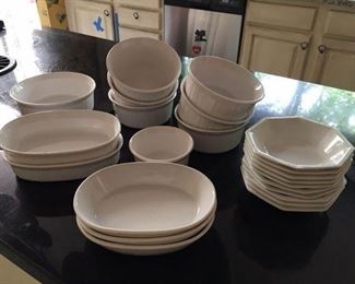 10 Pcs of White Ovenware Together w 10 English Johnson Bros bowls $28