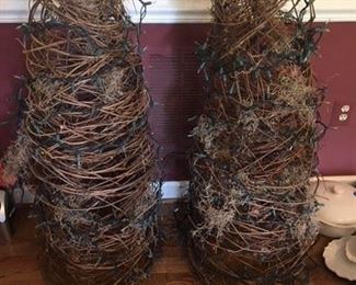 Pair of Tall Grapevine Topiaries, need new lights $40
