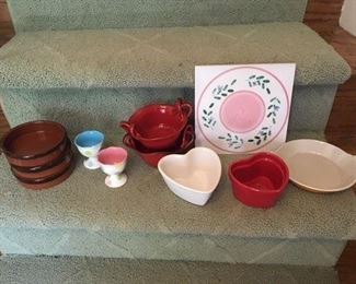 Lot of Various Kitchen Ceramics Including: Le Creuset Dish, Pair of Italian Handled Dishes, 11 pcs $26