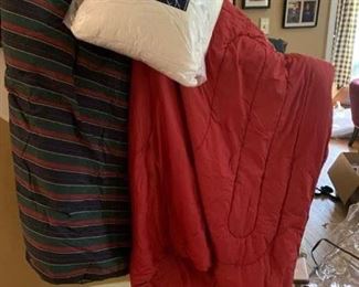 Mint Condition LL Bean Maroon King Comforter ; Ralph Lauren Striped King Comforter ; 2 New Pure Comfort Gel Memory Foam Pillows (ALL for $50)
