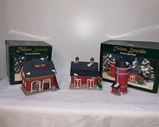 Dickens Keepsake Porcelain Barn missing cord with bulb $12; Dickens Keepsake Porcelain Barn with solo missing cord with bulb $18
