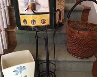 Bird Feeder $30; Basket $22; Waste Can, TP Holder and Sign (3pcs) $15
