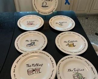 S/12 Pottery Barn Amusing Decade Plates $25
