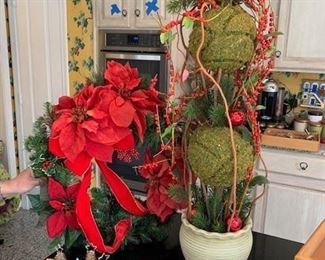 Christmas Lot Including: Wreath, moss topiary, 17 Place Holders ($35)