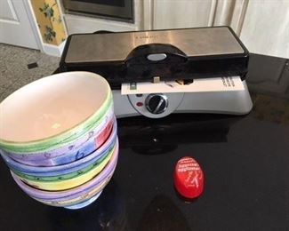 Breakfast Lot! Cuisinart Waffle Stick Maker; Three Bowls and Egg Timer