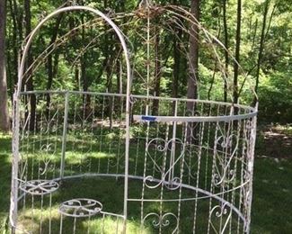 White Decorated Iron Gazebo, breaks down $225 