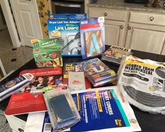 Amazing lot of home improvement equipment including 2 rolls of weather seal, grout cleaner, lint lizard, mighty putty and mold test kit and more!! $95
