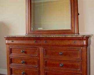 Cindy Crawford Home - Dresser Drawers with Mirror (68.25w x 21.25d x 40.75h; mirror 40.75h x 47w)