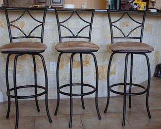 Set of 3 Upholstered Bar Stools