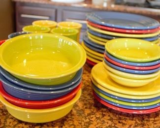 Fiesta Ware - 6 each dinner plates, lunch plates, dessert bowls, cereal bowls; 5 cereal bowls; 8 mugs
