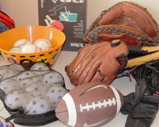 Golf Balls, Baseballs, Gloves, Bats, Footballs