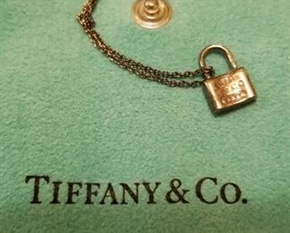 Tiffany 16 inch silver chain and padlock pendant