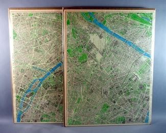 Plans/Maps Of Part Of Central Paris, Pre-WW2, Hand Colored, Qty 2