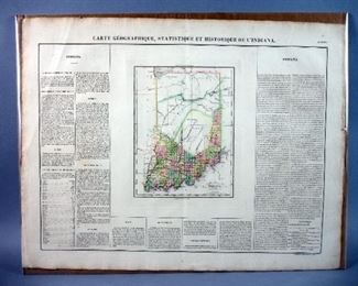 Original Map Of Indiana, 1822, Rare