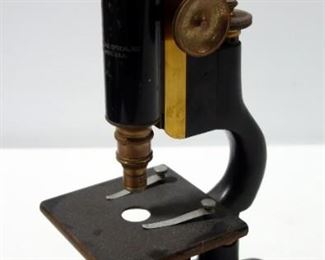 Bausch & Lomb Microscope, With Brass Adjustment Knobs And Lenses