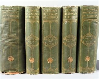 "Allibone's Dictionary of Authors", 1898, 5 Volume Set