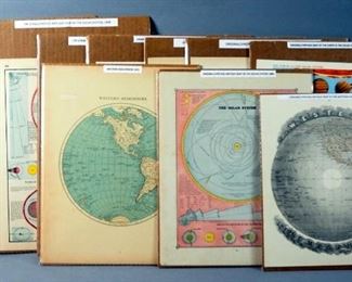 Antique Maps Of The Polar Regions And The Solar System, 1855 To 1955, Qty 10