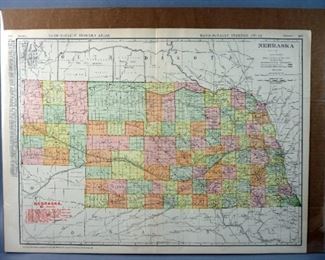 Antique U.S. State Maps, 1892 to 1925, Nebraska, Oklahoma & Texas, Qty 9