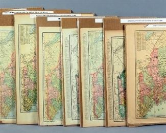Antique U.S. State Maps, 1884 To 1899, Maine, Qty 8