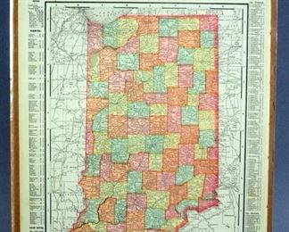 Antique U.S. State Maps, 1876 To 1925, Indiana, Qty 8