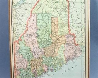 Antique U.S. State Maps, 1885 To 1925, Maine, Qty 9