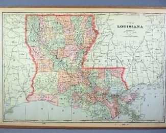 Antique U.S. State Maps, 1886 To 1955, Louisiana, Qty 15