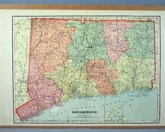 Antique U.S. State Maps, 1888 To 1910, Connecticut, Qty 10