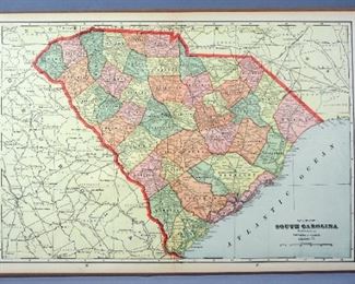Antique U.S. State Maps, 1880s To 1918, N & S Carolina, Qty 10