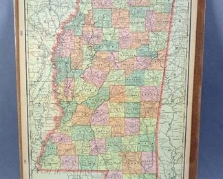 Antique U.S. State Maps, 1883 To 1955, Mississippi, Qty 10