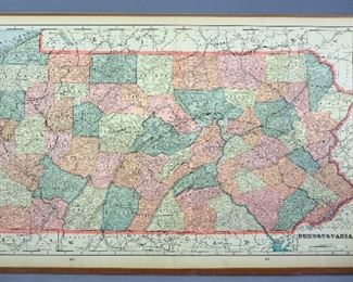 Antique U.S. State Maps, 1880s To 1955, Pennsylvania, Qty 9