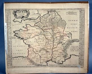 Original Antique Map Of Gallia Vetus (France), Published Circa 1690