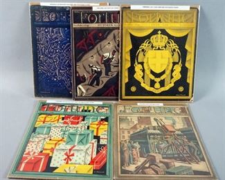 Original 1930s Fortune Magazine Lithographed Covers, Qty 5