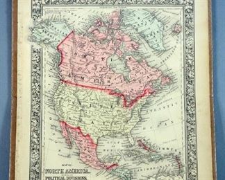 Original Antique Map Of North America Showing Its Political Divisions, 1860