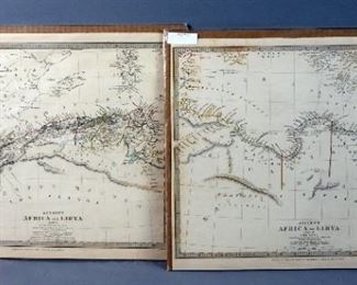 Hand Colored Antique Maps Of Africa, 1837, Qty 2