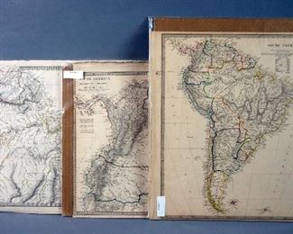 Hand Colored Antique Maps Of South America, 1836, Qty 3