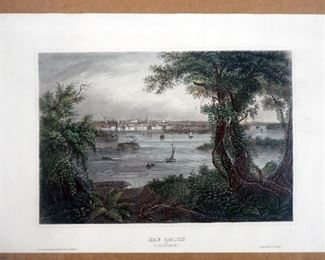 Original Hand-Colored Engraving San Louis (Saint Louis On The Mississippi), 1852